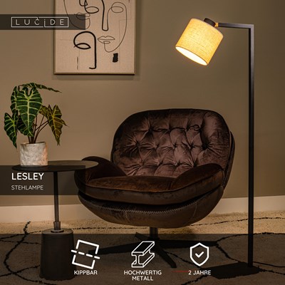 Lucide LESLEY - Stehlampe - 1xE27 - Schwarz